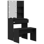 Ensemble de Table de Maquillage vidaXL avec LED Bois d'Ingénierie Chêne Noir