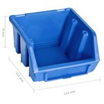 vidaXL Kit de bacs de stockage et panneaux muraux 48 Pièces Bleu et noir