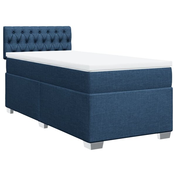 vidaXL Sommier à lattes de lit avec matelas Bleu 100x200 cm Tissu