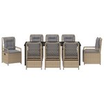 vidaXL Ensemble de salle à manger de jardin 9 pièces Rattan poly beige