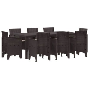 vidaXL Ensemble de salle à manger pour jardin 9 Pièces Marron Rattan Polt