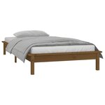 vidaXL Cadre de lit à LED marron miel 90x200 cm bois massif