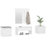 vidaXL Ensemble de meubles de couloir Blanc brillant Bois d'ingénierie