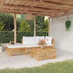 vidaXL Salon de jardin 4 Pièces avec coussins Bois de teck solide