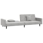 vidaXL Canapé-lit à 2 places avec deux oreillers Gris clair Velours
