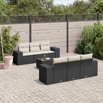 vidaXL Salon de jardin 7 Pièces avec coussins noir résine tressée