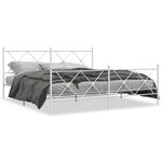 vidaXL Cadre de lit métal avec tête de lit/pied de lit blanc 180x200cm