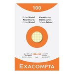 Étui De 100 Fiches - Bristol Quadrillé 5x5 Non Perforé 100x150mm - Couleurs Assorties - Exacompta
