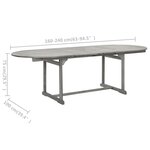 vidaXL Table à dîner de jardin (160-240)x100x75cm Bois d'acacia massif