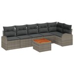 vidaXL Ensemble de canapés de jardin 7 pièces avec coussins gris poly rattan acacia