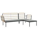 vidaXL Salon de jardin 3 Pièces avec coussins gris foncé résine tressée