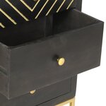 vidaXL Armoire à tiroirs Noir et doré 45x30x105 cm Bois de manguier