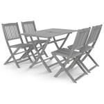 vidaXL Mobilier à dîner de jardin 5 Pièces Bois d'acacia massif Gris