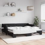 vidaXL Lit de jour avec lit gigogne noir 90x200 cm tissu