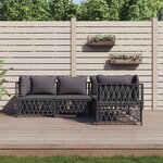 vidaXL Salon de jardin avec coussins 4 Pièces anthracite acier