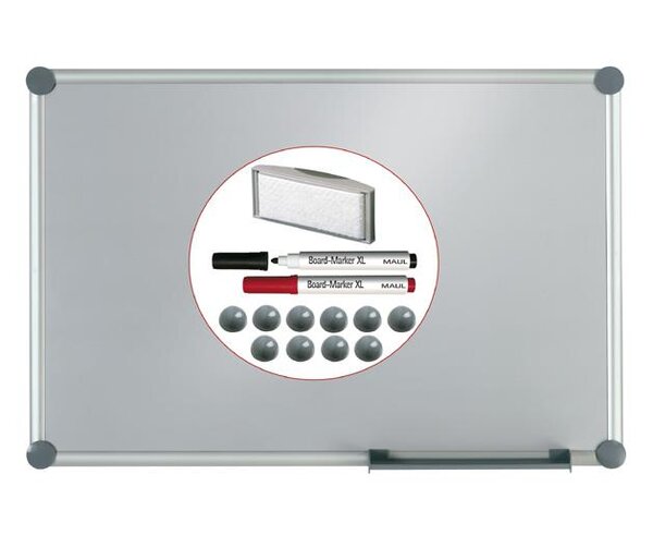 Tableau blanc 2000 'argent' ensemble complet 90x180 cm Gris MAUL