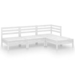 vidaXL Salon de jardin 4 Pièces Bois de pin massif Blanc
