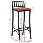vidaXL Chaises de bar lot de 2 bois d'acacia massif