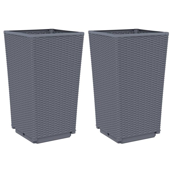 vidaXL Jardinières 2 Pièces gris 32 5x32 5x57 cm polypropylène