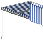 vidaXL Auvent manuel rétractable avec store 3x2 5 m Bleu et blanc