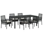 Ensemble de Salle à Manger de Jardin 7 pièces avec Coussins en Poly Rattan Noir