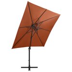 vidaXL Parasol déporté avec mât et lumières LED Terre cuite 250 cm