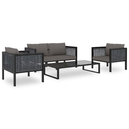 vidaXL Salon de jardin 5 Pièces avec coussins Résine tressée Anthracite