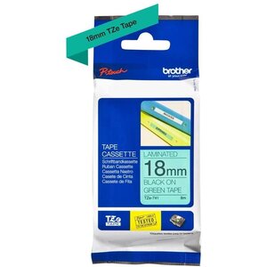Ruban TZe741 PTOUCH laminé noir sur vert 18mmx8m BROTHER