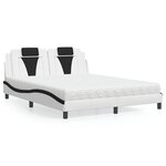vidaXL Lit avec matelas blanc et noir 160x200 cm similicuir