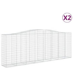 vidaXL Paniers à gabions arqués 2 Pièces 400x50x140/160 cm Fer galvanisé