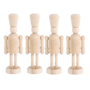 4 personnages casse-noisette en bois à peindre 13 cm