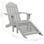 vidaXL Chaise de jardin Adirondack avec pouf et table Sapin Gris