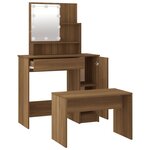 vidaXL Ensemble de coiffeuse avec LED Chêne marron Bois d'ingénierie