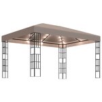 vidaXL Tonnelle avec guirlande lumineuse à LED 4x3 m Taupe