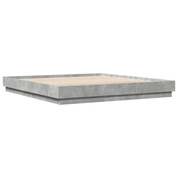 vidaXL Cadre de lit gris béton 200x200 cm bois d'ingénierie