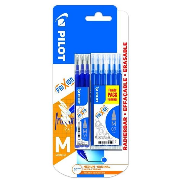 PILOT- Etui de 6 recharges Frixion Ball ( Bleu) + 1 Etui de 3 recharges Frixion Ball (Bleu) - Pointe Moyenne - Encre Bleue