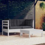 vidaXL Salon de jardin 3 Pièces avec coussins anthracite bois de pin