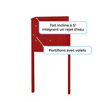 Bloc collectif Leabox 2x2  grade 3  simple face  extérieur  fixation sur pieds à sceller  vert mousse ral 6005 finition brillante