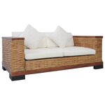 vidaXL Ensemble de canapés 3 Pièces avec coussins Marron Rotin naturel