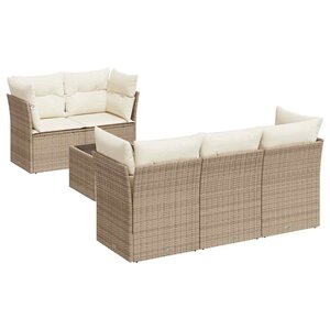 vidaXL Salon de jardin avec coussins 6 Pièces beige résine tressée