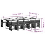 vidaXL Ensemble à manger de jardin et coussins 11 Pièces marron rotin