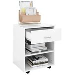 vidaXL Armoire à roulettes Blanc brillant 46x36x59cm Bois d’ingénierie