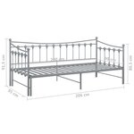 vidaXL Cadre de canapé-lit extensible sans matelas gris métal 90x200cm
