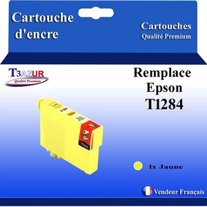 T3AZUR- Cartouche Compatible avec Epson T1284 remplace Epson Stylus Office SX420W SX425W SX430W SX435W SX438W SX440W SX445W Jaune