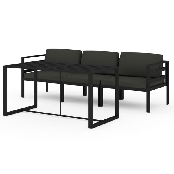 vidaXL Salon de jardin 4 Pièces avec coussins Aluminium Anthracite