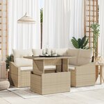 vidaXL Ensemble de canapé de jardin 5 pièces avec coussins beige en rotin poly