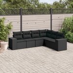 vidaXL Salon de jardin 6 Pièces avec coussins noir résine tressée