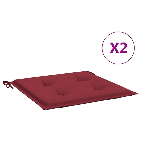 vidaXL Coussins de chaise de jardin lot de 2 rouge bordeaux 50x50x4 cm