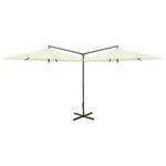 vidaXL Parasol double avec mât en acier Sable 600 cm