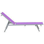 Bain de soleil transat - chaise longue - design contemporain - dossier inclinable multi-positions - métal époxy textilène mauve - dim. 170 x 58 x 97 cm